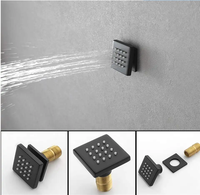 Système de douche thermostatique encastré noir mat brossé, pommeau de douche de plafond en laiton de 12 pouces, jet de pluie massant, 4 jets doux pour le corps, double fonction