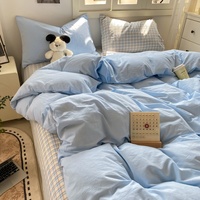 Home Décor Drap de couette Housse de couette 4 pièces Ensemble de literie en microfibre lavée de luxe