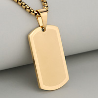 Pendentif vierge en acier inoxydable plaqué or PVD 18 carats, étanche, avec gravure personnalisée de nom ou logo, pour la fabrication de bijoux