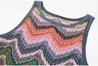 Robe longue plissée en maille pour femme KD2452, nouvelle collection été, tendance, à rayures contrastées, effet amincissant