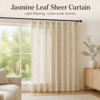 Rideau à passe-tringle en tulle polyester à motif floral jasmin HB, filtrant la lumière, écologique et ignifuge