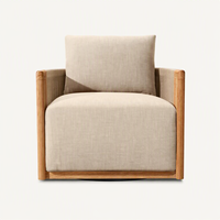 Fauteuil d'extérieur de style nordique, moderne et minimaliste, en chêne, rembourré en tissu, fait main, durable, chaise longue, canapé individuel de loisirs