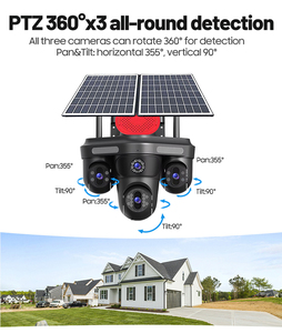 Caméra de sécurité sans fil 4G SIM, 20MP, enregistrement 24h, alimentation solaire, quatre objectifs, quatre écrans, vision nocturne couleur, IP66 - Product Image 3