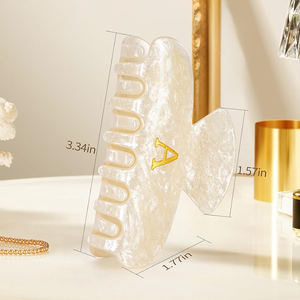 مشابك شعر أنيقة مخصصة بتصميم حروف للحفلات، مشابك شعر متوسطة الحجم باللون الوردي والبيج، إكسسوارات شعر مخصصة بالجملة - Product Image 5