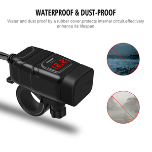 <span class=keywords><strong>Cargador</strong></span> de Teléfono para Motocicleta Impermeable QC3.0 con Pantalla de Voltaje, Puerto USB+Tipo-C, <span class=keywords><strong>Cargador</strong></span> Universal - Product Image 2