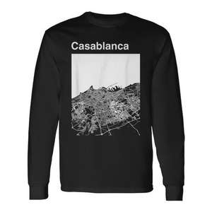 Casablanca Morocco City <b>Map</b> Graphic Long Sleeve T-Shirt - Product Image 1
