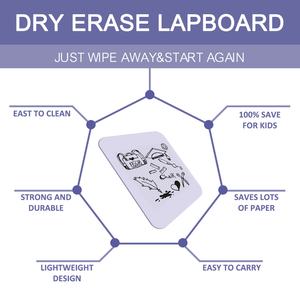 Tableaux d'effacement à sec de 9 "x 12" Lapboard double face comprenant des gommes de tableaux blancs et un tableau blanc d'effacement à sec noir - Product Image 6