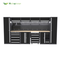 Armoires de garage modulaires RW, armoire à outils en acier robuste, établi, poste de travail d'atelier, tiroirs, panneau perforé, verrouillable, OEM, époxy