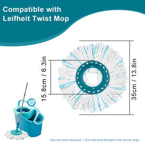 Meilleure vente de vadrouille de remplacement compatible avec le système de vadrouille à disque Clean Twist de <span class=keywords><strong>Leifheit</strong></span> 360 Spin Magic Mop pour tous les types de sols - Product Image 2