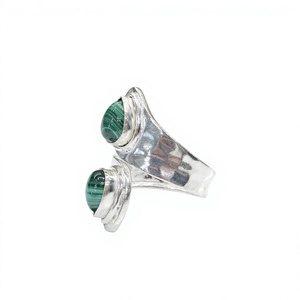 Natural Malachite <b>Adjustable</b> Open <b>Ring</b> in 925 Sterling <b>Silver</b> Handmade Artisan Jewelry Wholesale Manufacturer - Product Image 3