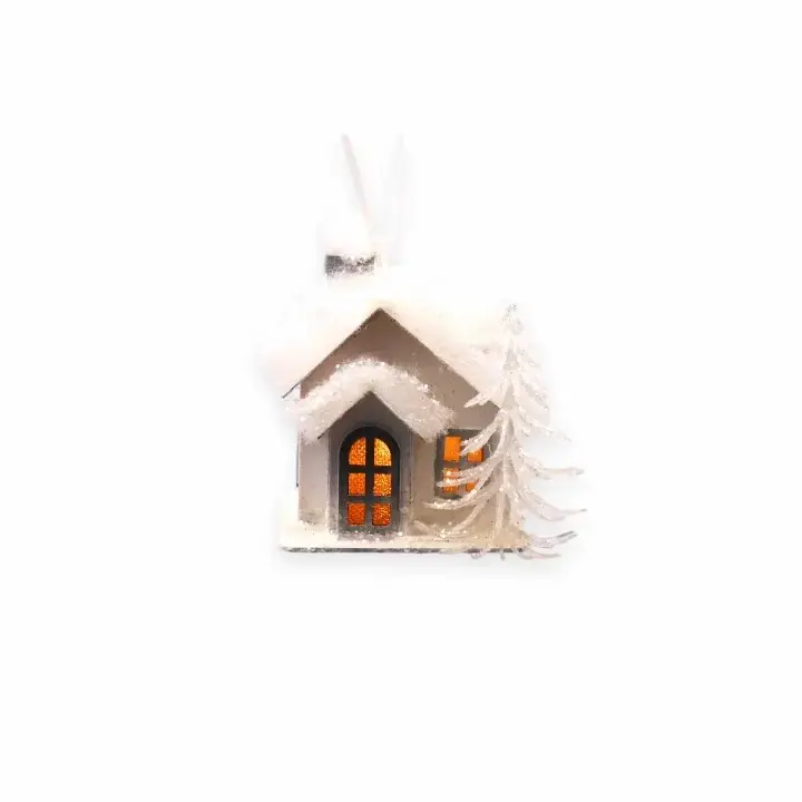 Merry Christmas House With Light Home Party Holiday Table Top Hanging Decoration Gift Paper Christmas House Ornament
