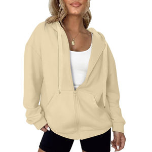 Sweat à capuche zippé pour femme de qualité supérieure avec logo personnalisé sur le devant, nouveau design, sweat à capuche oversize pour femme - Product Image 1