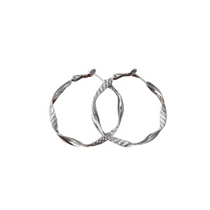 Pendientes de Aro de Plata de Ley S925 con Diseño de Círculo de Textura Trenzada para Uso Diario - Product Image 5
