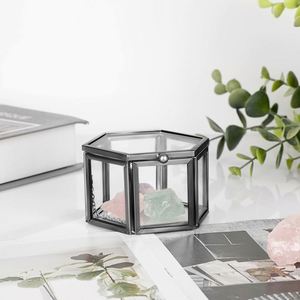 Caja de Anillos de Vidrio Vintage para Ceremonia de Boda, Caja Hexagonal Dorada para Guardar Joyas, Estuche de Exhibición de Recuerdos, Regalo Romántico para Despedida de Soltera - Product Image 5