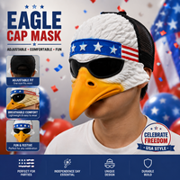 Masque d'aigle réaliste avec casquette de baseball réglable, design drapeau américain, costume d'oiseau intégral pour Halloween, cosplay et fêtes