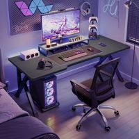 Bureau d'ordinateur moderne en panneaux de bois avec support métallique automatique pour étudiants, idéal pour l'écriture, la chambre et le lit