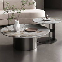 Table basse en métal, style nordique, ensemble de meubles, table ronde moderne, table d'appoint, table de salon, table basse en marbre doré de luxe pour le salon