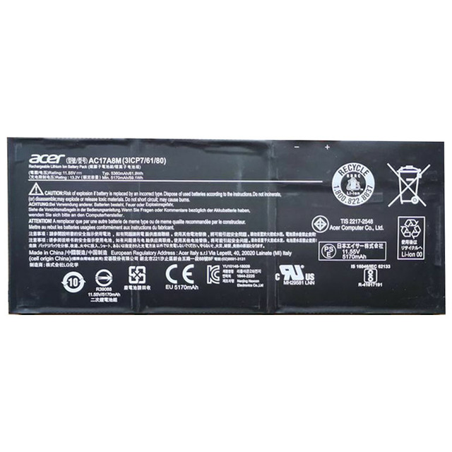 AC17A8M 17A8M Acer Battery 3Cell 11.55V 5170Mah Sp314-51 Sp314-52 Series 3ICP7/61/80
