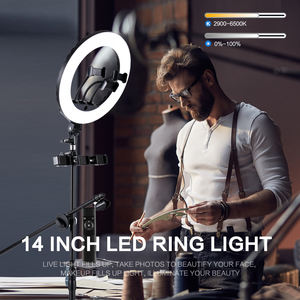 Meilleure vente, éclairage annulaire de <span class=keywords><strong>Selfie</strong></span> photographique à Led Aro de 14 pouces avec trépied pour le maquillage en direct, vidéo youtube - Product Image 6