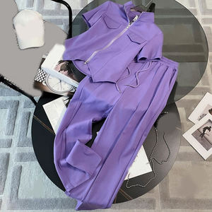 Nouvel Ensemble Décontracté Sport Chic 2025 pour Femme : Robe d'Été Courte avec Fermeture Éclair et Pantalon Large Populaire à Manches Courtes - Product Image 1