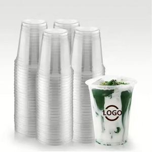 Vasos de Plástico PET Transparente Desechables Ecológicos con Logotipo Personalizado, Tapas para Vasos de 12oz/14oz/16oz/18oz/20oz/24oz para Café Helado, Jugo, Leche - Product Image 1
