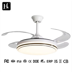 42 Inch Retractable Invisible Modern Remote Control DC Motor 6-Speed <b>Fan</b> <b>Ceiling</b> <b>Light</b> <b>with</b> <b>LED</b> <b>Light</b> - Product Image 5