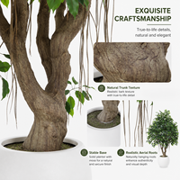Arbre artificiel Ficus hyper-réaliste en PE 220 cm, résistant aux UV/au feu, emballage KD, écologique, pour aménagement paysager moderne, anniversaire, Pâques
