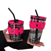 Gobelet à eau en verre au design créatif et moderne, avec paille, étanche, style Ins, pour le bureau, cadeau idéal