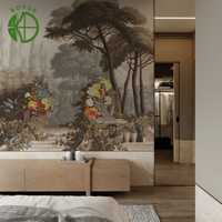 Papel Tapiz Mural 3D Personalizado Moderno de Tela de Seda con Reverso de Tela Impermeable para Decoración de Paredes de Sala de Estar