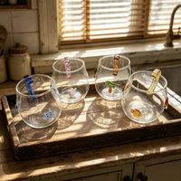 Taza de Vidrio de Borosilicato Hecha a Mano con Diseño Marino, Linda Taza con Asa y Animales en 3D para Bebidas y Regalos, Ideal para Instagram