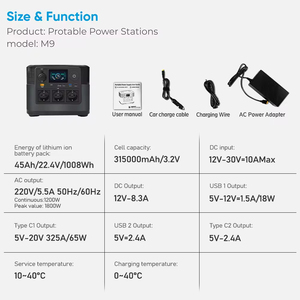 Station d'alimentation portable de camping 24V avec batterie lithium LiFePO4 1200W <span class=keywords><strong>2000W</strong></span>, panneau solaire, lampe torche et contrôleur MPPT à onde sinusoïdale pure pour extérieur - Product Image 6