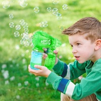 Pistolet à bulles LED transparent pour enfants Machine à bulles automatique avec solution de 118ml Jouet d'extérieur d'été