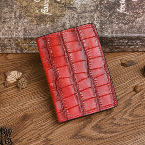 Porte-cartes Ando Bag en cuir véritable, portefeuille vintage à double pli avec motif croco et poche à monnaie - Product Image 3