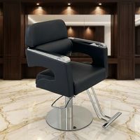 Fauteuil de Salon Métallique Simple Transfrontalier, Pivotant et Réglable en Hauteur avec Accoudoirs, Chaise de Barbier pour Permanente, Coloration et Coupe, Siège en Cuir