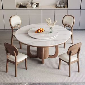 Solid Wood <b>Round</b> <b>Dining</b> <b>Table</b> And Chairs <b>Set</b> DY5469 Home Use With Slab Finish - Product Image 2