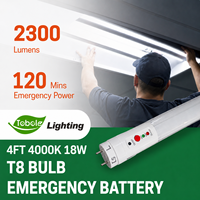 Tube LED T8 G13 à base intégrée, température de couleur réglable, avec batterie de secours de 2 heures, 18W/8W, éclairage d'urgence