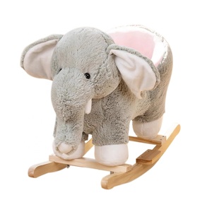 Chaise à bascule en peluche personnalisée pour enfants, en forme d'éléphant, cheval à chevaucher, cheval à bascule en bois pour bébé - Product Image 2