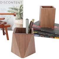 Organisateur de bureau LOGO, cadeau d'affaires, porte-stylos en bois sur pied, porte-stylos hexagonal créatif en noyer noir