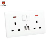 Interrupteurs muraux standard de luxe UK/universels et prise avec Type c 2 Usb Charge rapide 240V articles électroniques pour la maison