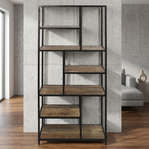 Best Quality Highly Durable Iron Frame Mango <b>Wood</b> Shelf <b>Bookcase</b> Display Rack Industrial Modern Design Living Room Hospital Home - Product Image 1