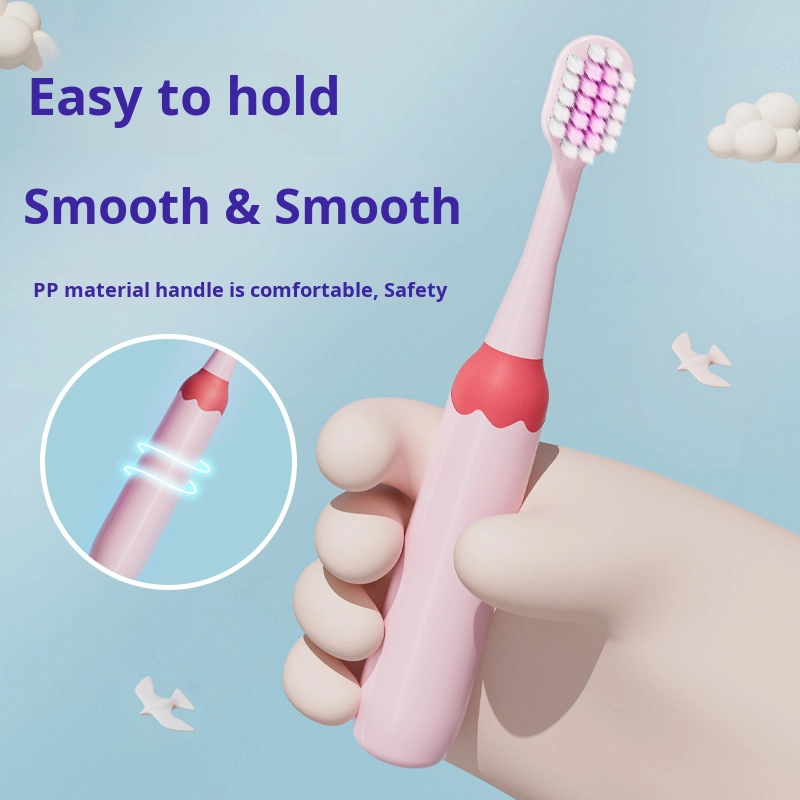 Little Cow's Adventure Single Pack Toothbrush for 3-6-9 Years Old Rounded Plastic with Soft Bristle and PP Handle for Children