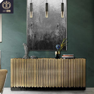 Aparador de Comedor de Mármol y Acero Inoxidable Symphony, Estilo Italiano, Gabinetes Laterales de Lujo Modernos en Dorado - Product Image 2