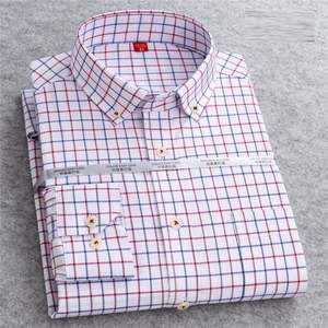 Nuova Camicia Oxford Resistente a Quadri per Uomo, Manica Lunga, Slim Fit, Bianca, Business, Giovanile, in Cotone - Product Image 6