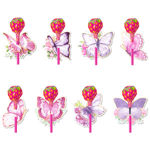 Décoration de papillon rose de dessin animé moderne pour les fournitures de fête Emballage de sucette créatif avec insertion de carte - Product Image 4