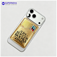 Porte-cartes magnétique en cuir PU pour téléphone, gravure laser personnalisée, couleurs et tailles sur mesure, OEM/ODM disponible