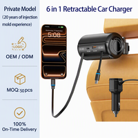 Station de charge rétractable 6-en-1 pour siège arrière de voiture avec ports Type-C, chargeur rapide 100W PD QC3.0 pour taxi et VTC