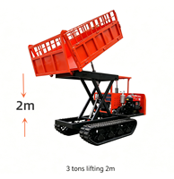 Nouveau Mini-Dumper sur Chenilles Diesel Euro 3 de 3 Tonnes avec Godet Élévateur à Ciseaux de 2m, 4x4 Tout-Terrain pour Chantier Agricole et de Construction