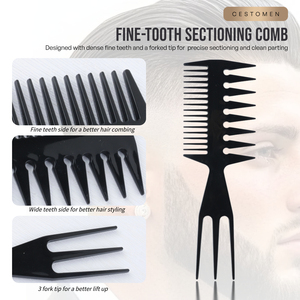 Kit de 3 peignes professionnels pour hommes pour barbier, peignes texturés en ABS pour coiffure, peignes à dents larges pour <span class=keywords><strong>cheveux</strong></span> <span class=keywords><strong>bouclés</strong></span> - Product Image 3