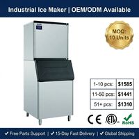 Machines à glace commerciales à haut rendement, moteur de compresseur PLC, contrôle automatique, capacité de 190 kg de glaçons, pompe à eau, 220V, refroidissement par eau