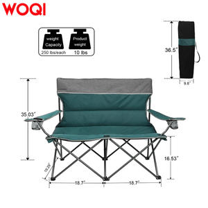 ชุดเก้าอี้พับพกพา Woqi สำหรับตั้งแคมป์ เก้าอี้สนามหญ้าแบบคู่และเดี่ยว สำหรับครอบครัว ผ้า Oxford สีเขียว โครงอะลูมิเนียม - Product Image 1